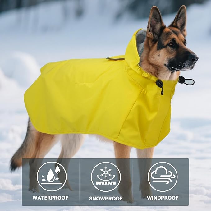 Dora Bridal Dog Raincoat for Large Dogs, Adjustable Clear Hooded Dog Rain Jacket, Waterproof Dogs Rain Coat Poncho with Reflective Strips for Labrador, Golden Retriever, German Shepherd, Yellow,XL