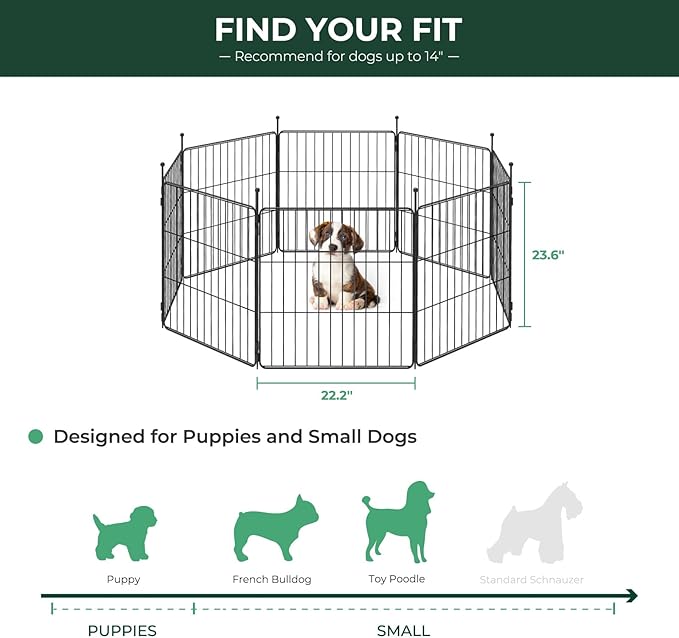 FXW MiniPaws Unleashed Dog Playpen for Yard & RV Camping, Expandable 24-inch 48 Panels for Puppies and Small Dogs, Portable for Indoor and Outdoor Use