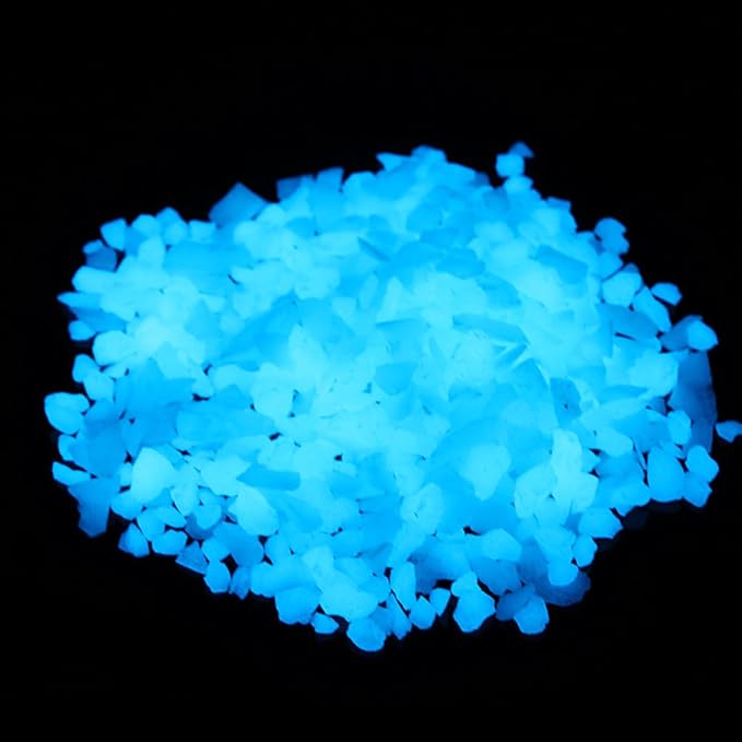 Shiny Stone Glow in The Dark Gravel Stones Rocks, Aquarium Gravel, Glow Rocks Stones,Decorative Rocks for Fish Tank Aquarium Garden Planter Landscape Decoration,280g/10oz (5-8mm, Sky Blue)