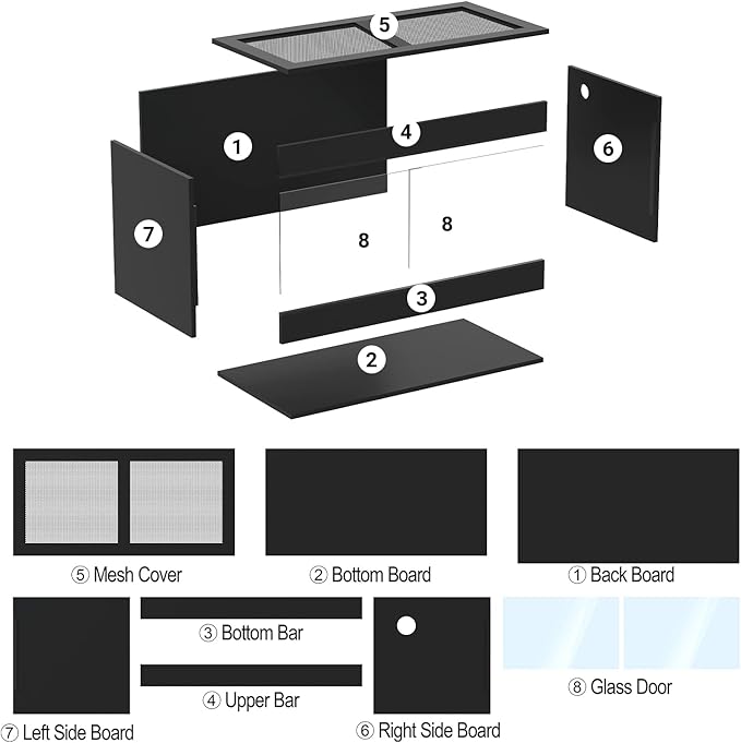 OIIBO 50 Gallon Reptile Original Wood Enclosure, Reptile Terrarium with Double Hinge Sliding Doors and Top Screen Ventilation Black Reptiles Habitat Lounge (Knock-Down) (36"x18"x18")