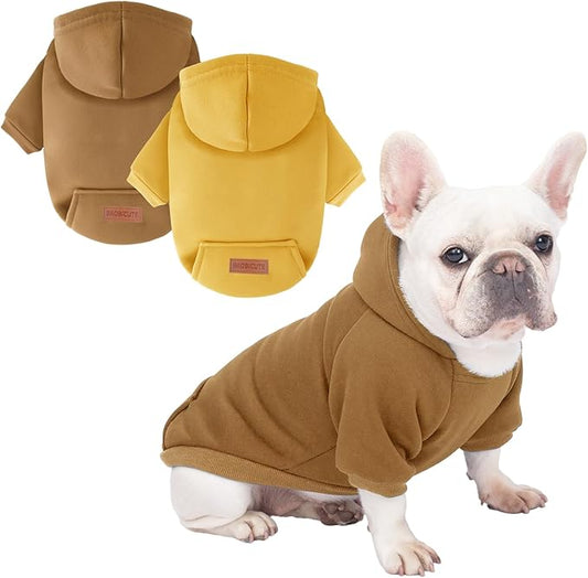 2 Pack Dog Hoodie Warm Hood Dog Sweater Cold Weather Small Dogs Sweatshirt Comfort Pet Clothes for Small Medium Dogs with Pockets Cats Chihuahua Clothes for Male Female Girl Boy Sporty Daily Wear