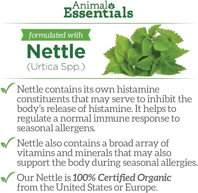 Animal Essentials Seasonal Allergy- Herbal Formula for Dogs & Cats for Occasional Allergy Relief, Sweet Taste, 100% Organic Human Grade Herbs, Veterinarian Recommended Animal Wellness Tonics - 1 Fl Oz
