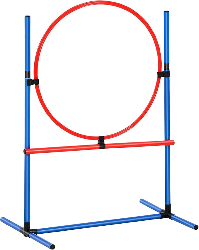 VEVOR Dog Agility Training Equipment, Dog Agility Course Backyard Set with Adjustable High Hurdles,6 Weave Poles,Tunnel,Jump Ring,Pause Box,Whistle,Foldable Bowl,Storage Bag, Puppy Obstacle Course Kit