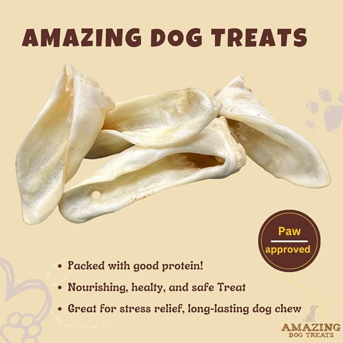 Amazing Dog Treats - Lamb Ears (10 Pcs/Pack)- Natural Dog Chews -Rawhide Alternative - No Hide Dog Bones