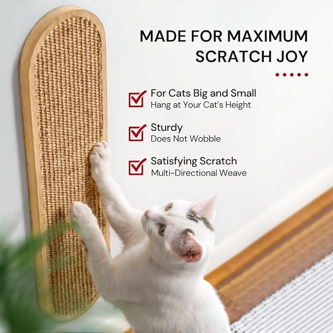 7 Ruby Road Wall Mounted Cat Scratcher - Indoor Vertical Scratching Board for Cats - Scratch Pad Post - Wall Furniture