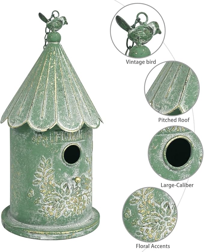 Metal Hanging Birdhouses for Outdoors Bird Houses for Outside Unique Bird Nest for Bluebird Wren Chickadee Sparrow Bird Nest Box for Garden Patio