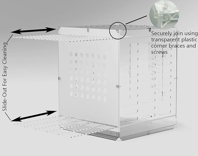 Clear Acrylic Bird Cage for Small Birds, Transparent Display Habitat for Finch, Canary, Parakeet - Easy to Clean & Assemble (14x15x20in)