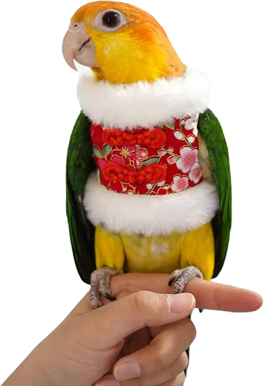 Bird Costume Flight Suit Clothes Cosplay Photo Prop for Parrots Parakeet Cockatiel Sun Conure, Hoodie Small Animals Apparel (Red, Small), Green