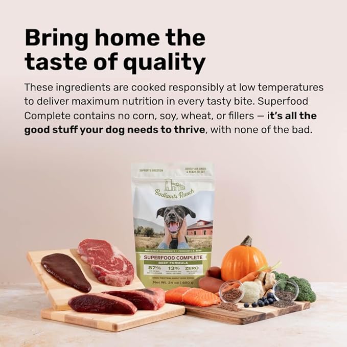 Superfood Complete, Air-Dried Adult Dog Food - High Protein, Zero Fillers, Superfood Nutrition by Katherine Heigl (11.5 oz., Beef Formula)