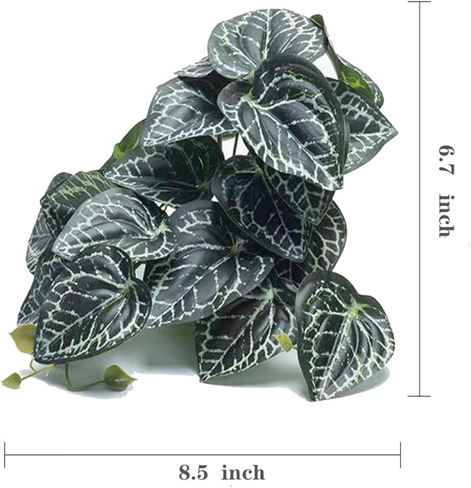 Reptile Plants for Terrarium,Amphibian Habitat Decor,Artificial Plants for Gecko Chameleon Snake Tortoise Bearded Dragon Tank Accessories with Base(Anthurium Crystallinum)