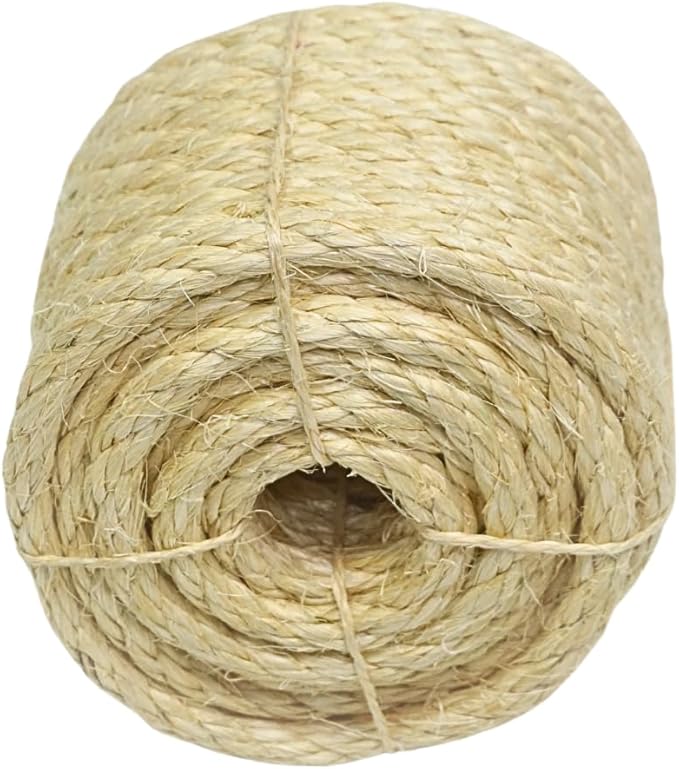 Premium Brazilian Sisal Rope, Natural Fiber 100% Sisal, Ultra Durable, Chemical-Free, Ideal for DIY, Cats, Scratching Post Replacement, Home Decor, Garden, Crafting (1/2” 50 ft / 12mm 15m)