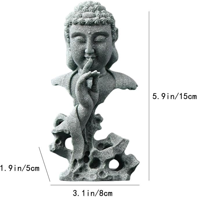livelyfish Meditating Buddha Statue Zen Garden Statues Sandstone Thinker Buddha Sculpture Figurine for Fish Tank Aquarium Home Decorations, Gift (F-S)