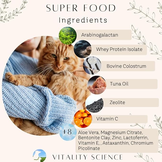 Super Food for Cats | High Potency Multi-Vitamin and Mineral Supplement | Increases Energy and Vitality | 100% Natural (220g)