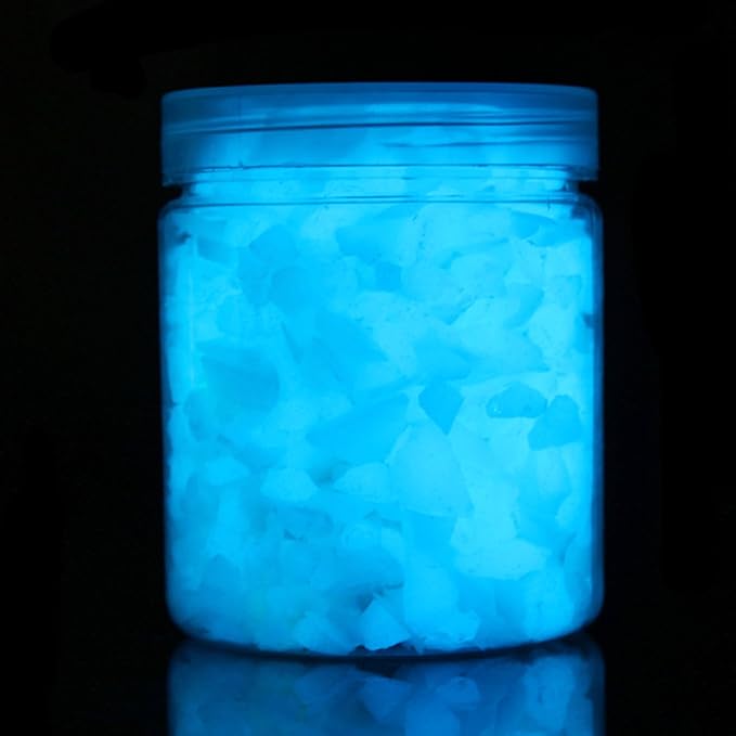 Shiny Stone Glow in The Dark Gravel Stones Rocks, Aquarium Gravel, Glow Rocks Stones,Decorative Rocks for Fish Tank Aquarium Garden Planter Landscape Decoration,280g/10oz (5-8mm, Sky Blue)