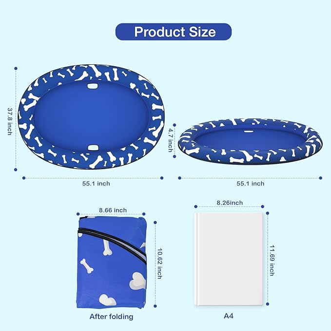 Pet Soft Dog Float Raft - Inflatable Dog Swimming Float for Summer (Blue Bone)