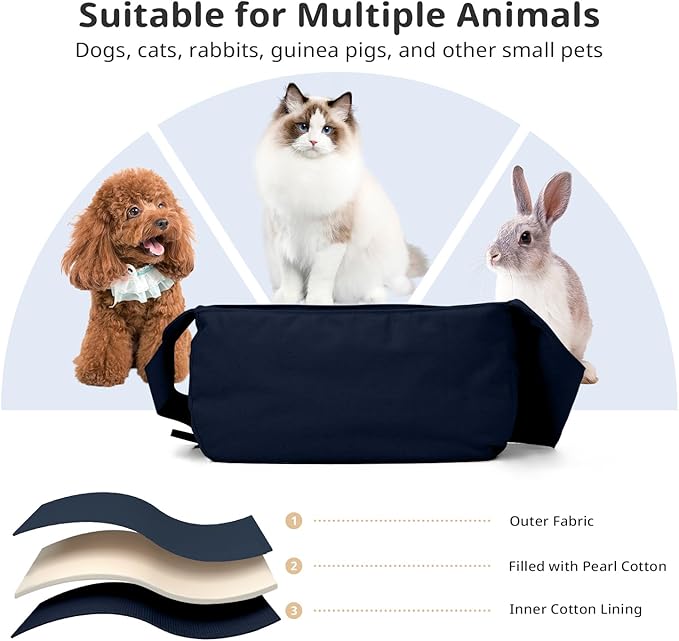 Dog Sling Carrier for Small Dogs and Cats, Lightweight Collapsible Pet Travel Bag with Adjustable Strap, Side Pockets & Breathable Mesh (Navy Blue, 15.7" L x 5.9" W x 8.6" H)