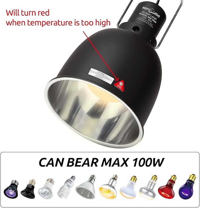 REPTI ZOO Reptile Light Fixture with Timer, 5.5 Inch Deep Dome Lamp Fixture with Light Bulb Timer Controller Optical Reflection Cover for Reptile Glass Terrariums