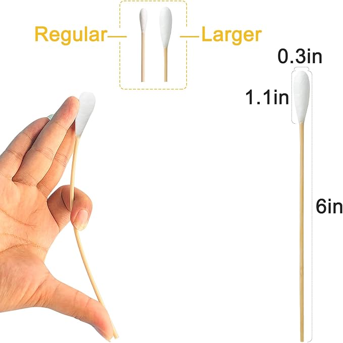 6 Inch Dog Ear Swabs – 100 Large Bamboo Cotton Swabs for Pet Owners, Groomers, and Veterinarians – Ideal for Ear Cleaning, Applying Medication, Craft Projects, and General Cleaning – Home, Vet Clinic