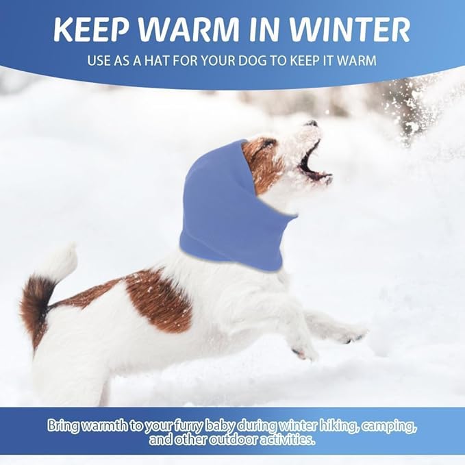 Dog Calming Hoodie Snood for Ear Care, Cat & Dog Ear Muffs (Blue, S)