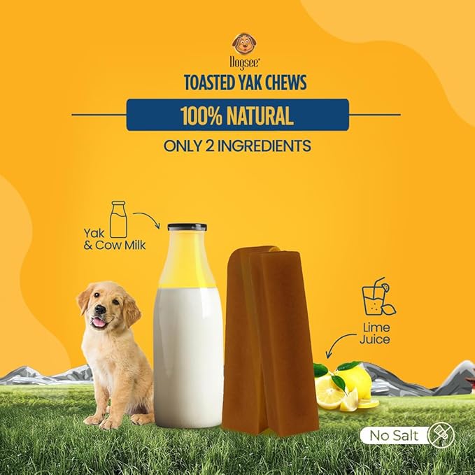 Dogsee Toasted Himalayan Yak Cheese Dog Chews (Small - 5 Bars) | Easily Digestible | Double Cooked for Extra Hardness & Flavor | Rawhide Free | Grain and Gluten Free | for Small Dogs