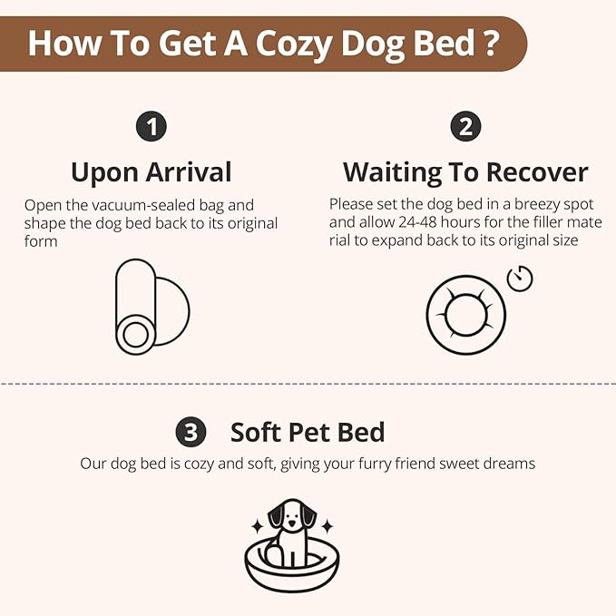JOLLYVOGUE Calming Dog & Cat Bed for Small Dogs, Anti-Anxiety Donut Cuddler Cozy Soft Round Bed with Anti-Slip Bottom, Fluffy Faux Fur Plush Cushion Beds for Small Medium Dogs, 20"/Smoke Brown