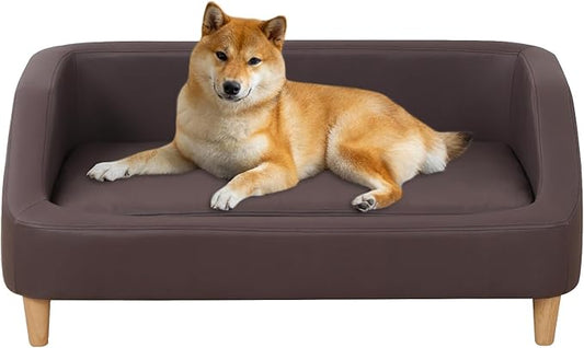 Dog Bed/Pet Sofa Bed Technology Cloth Cat Sofa Bed Sleeping Couch High Wood Leg Animal Bed Sofa (Brown)