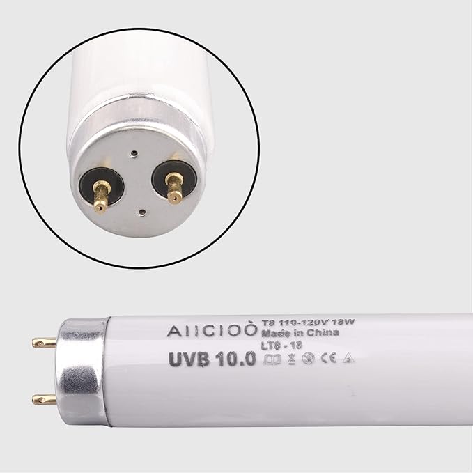 Aiicioo T8 UVB Reptile Light - 10.0 Reptile Fluorescent Light Bearded Dragon Desert UVB Bulb 24 inch 18 watt for Reptile Turtles Chameleon Tortoises Lizard