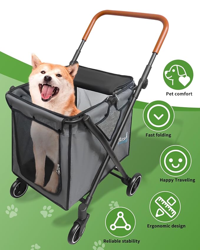 Folding Pet Stroller Dog Stroller for Small/Medium Dogs, Cat ,4 Wheels
