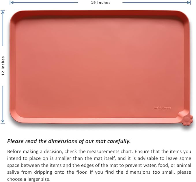 Hoki Found -Waterproof Pet Feeding Mats with High Lips - Multiple Size and Colors for Dogs, Cats & Others-BC