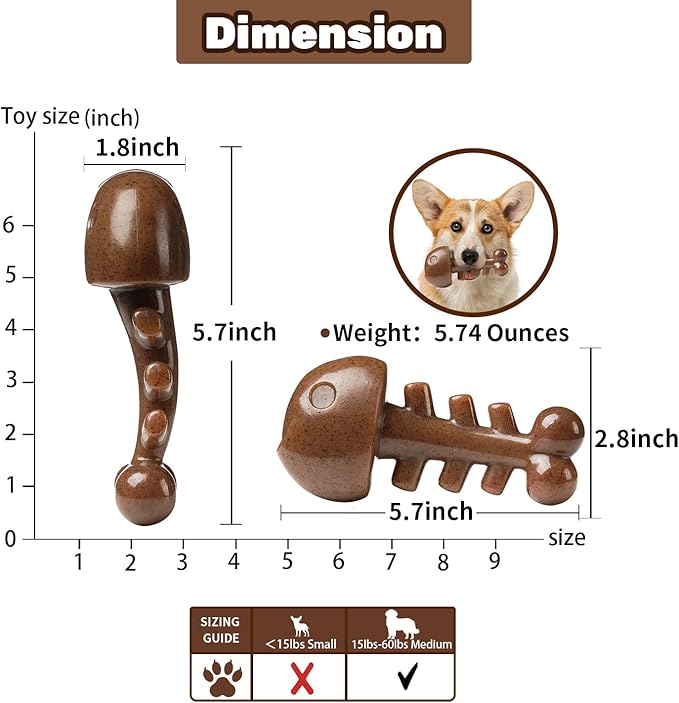 MewaJump Dog Chew Toys for Aggressive Chewers - Indestructible Fish Bone Toys, Durable Entertainment for Medium/Large Breed Dogs