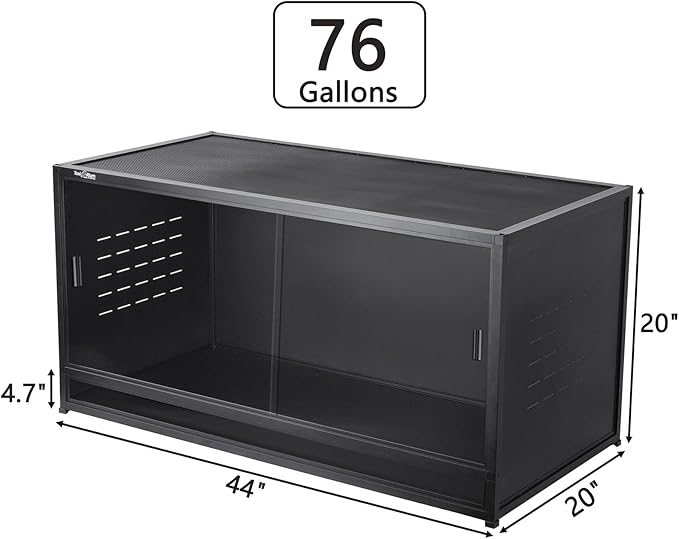 PVC Reptile Enclosure Space Efficient 44''x20''x20'' Stackable ToxiRium Large Reptile Terrarium 76 Gallons for Bearded Dragon Lizard Snake, Breeding Vivarium with Glass Doors Lock- with spacers