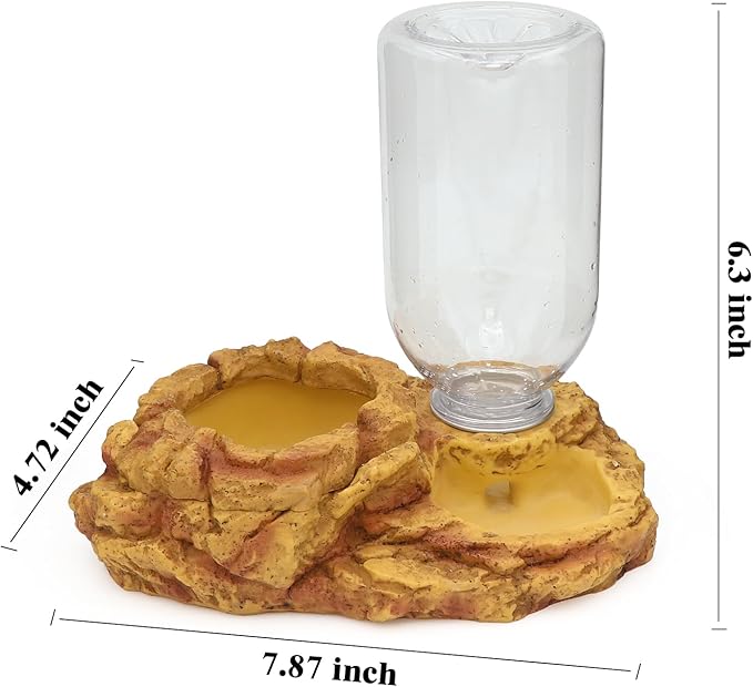 AQUA KT Reptile Escape Free Mealworm Feeding Bowl and Water Storage Feeder, 2 in 1 Reptile Feeder Kit for Amphibian Lizard Bearded Dragon Snake Feeding
