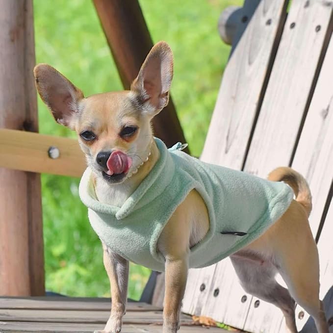 JACKO & CO - Fleece Vest Sweater with Leash Ring - Soft Lightweight Breathable for Puppies Small Medium Dogs, Kitten, Cats, Chihuahua - Warm for Fall/Autumn/Winter (Mint Green, X-Large 17-25lbs)