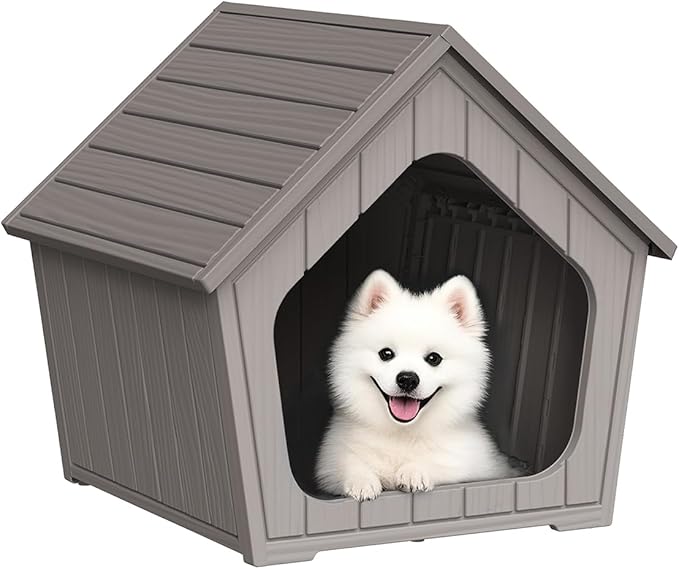 DRATO Dog House Indoor Outdoor - Weather-Resistant Resin Pet Shelter for Patio, Porch, Living Room