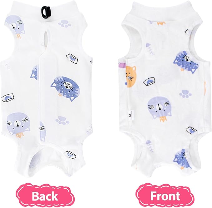 2 PCS Cat Recovery Suit Female Cat Onesie for Cats After Surgery Spay Abdominal Wounds, Kitten Surgery Recovery Suit Female Breathable E-Collar Alternative Kitten Onesie Anti Licking Medium