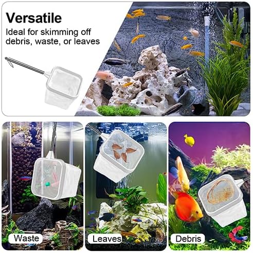 2-Pack White 3-Inch Aquarium Net – Small Fish Tank Tool for Shrimp & Bettas, Fast-Dry Mesh Scoop (Dual-Purpose Cleaner & Decor) by ViiWxx