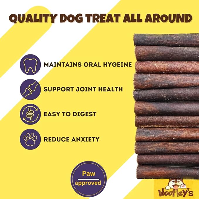 Woofley's 6 Inch Collagen Sticks for Dogs (16 Count) Bully Stick Rawhide Alternative Dog Chews No Hide Bones for Medium & Large Dogs