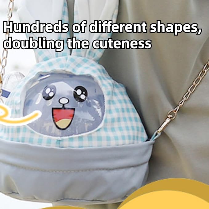 Hamster Carrier Cage with Lovely Cover and Chain Portable Cages Small Animals Carry Travel Case with Water Bottle Plastic Breathable Outgoing Cage for Dwarf Hamster Guinea Pig (Blue)