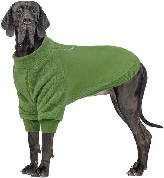 QBLEEV Dog Hoodie for Small Medium Large Dogs, Soft Fleece Pullover Dog Sweatshirt with Zipper, Winter Warm Hooded Sweatshirt Clothes for Daily Wear, Pet Cold Weather Clothing, Green, XXXL