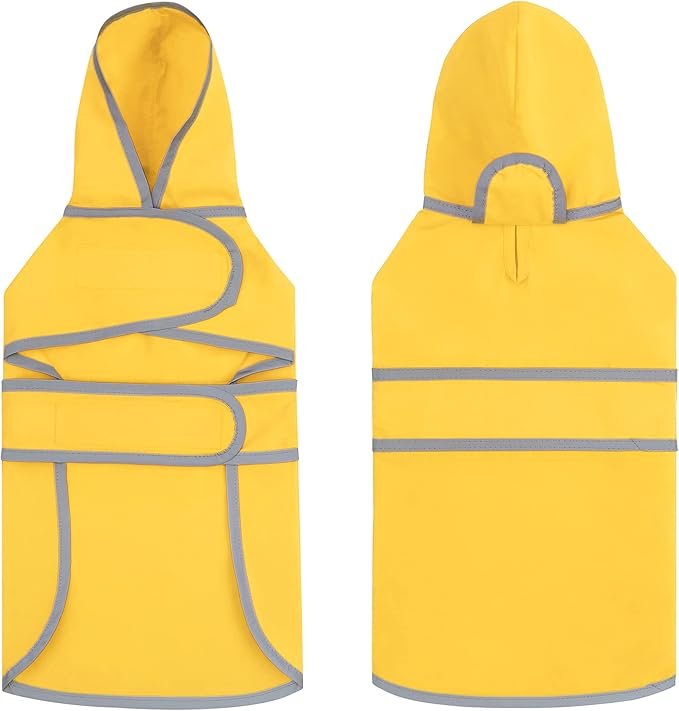 Dog Raincoat Hooded,Waterproof Rain Coat for Dogs with Adjustable Belly Strap,Reflective Strips, Lightweight Slicker Poncho Rain Jacket for Small Medium Large Dogs