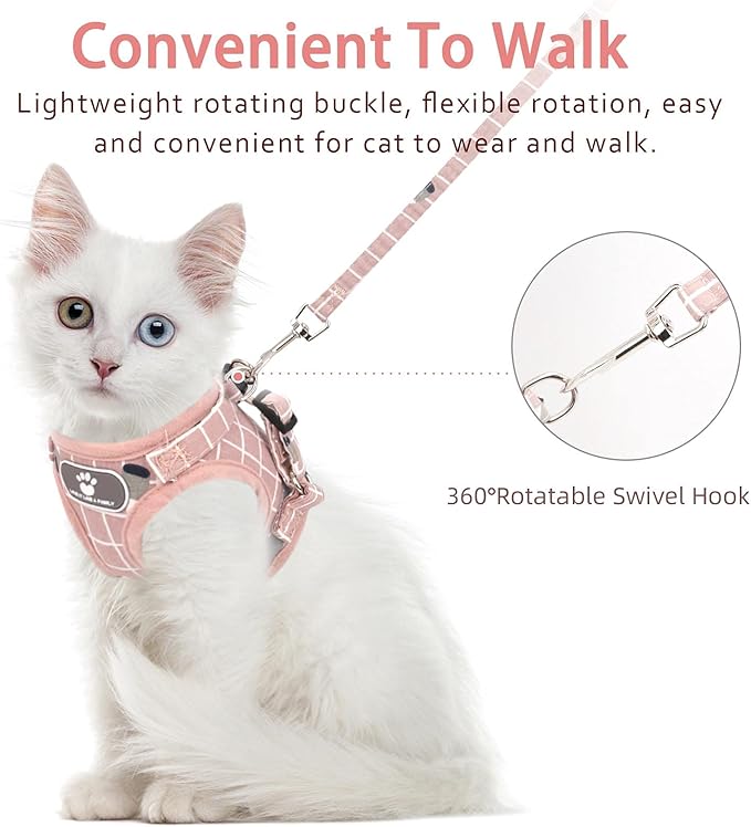 Cat Vest Harness and Small Dog Vest Harness for Walking, All Weather Mesh Harness, Cat Vest Harness with Reflective Strap, Step in Adjustable Harness for Small Cats (Pink-Pattern, S)