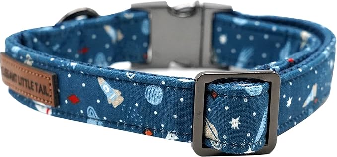 Elegant little tail Dog Collar, Blue Universe Pattern Pet Collar Durable Cute Dog Collars Male Pet Gift Adjustable Dog Collar for Small Dogs