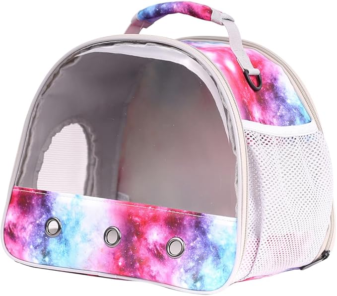 Guinea Pig Carrier Cage for 2, Bearded Dragon Travel Carrier for Small Animal Hamster Birds, Portable with Clear Window Transparent View Vet Bag (Carrier - Pink)