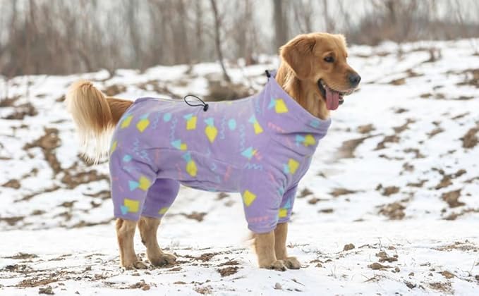 ROZKITCH Dog Winter Coat Soft Fleece Pullover Pajamas, Pet Windproof Warm Cold Weather Jacket Vest with Luminous Zipper, Jumpsuit Apparel Outfit Clothes for Small Medium Large Dog Geometry XL