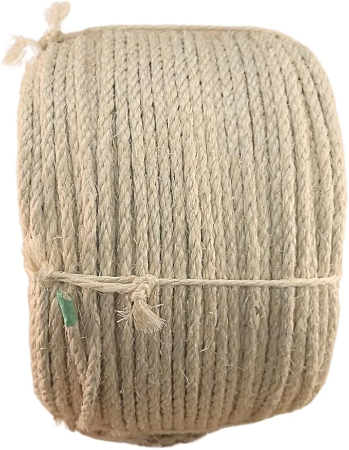 Premium Brazilian Sisal Rope, Natural Fiber 100% Sisal, Ultra Durable, Chemical-Free, Ideal for DIY, Cats, Scratching Post Replacement, Home Decor, Garden, Crafting (1/4” 600 ft / 6mm 180m)