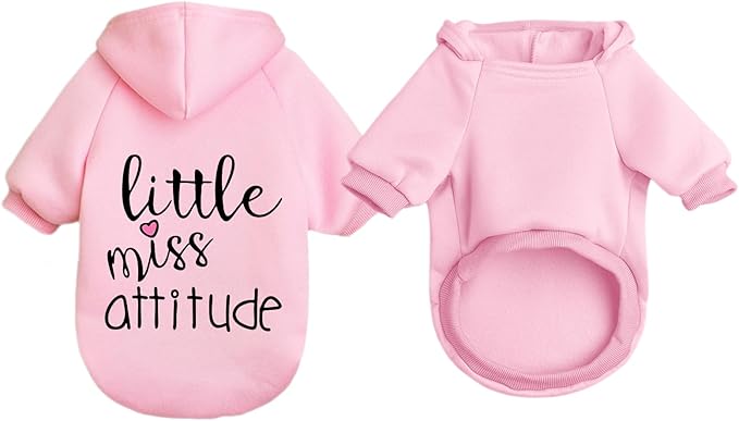 Cat Hoodies for Cats Puppy Pet Clothes Cat Apparel Little Miss Attitude Print Dog Hoodie for Small Medium Dogs Outfits for Kittens(Pink,2XL)