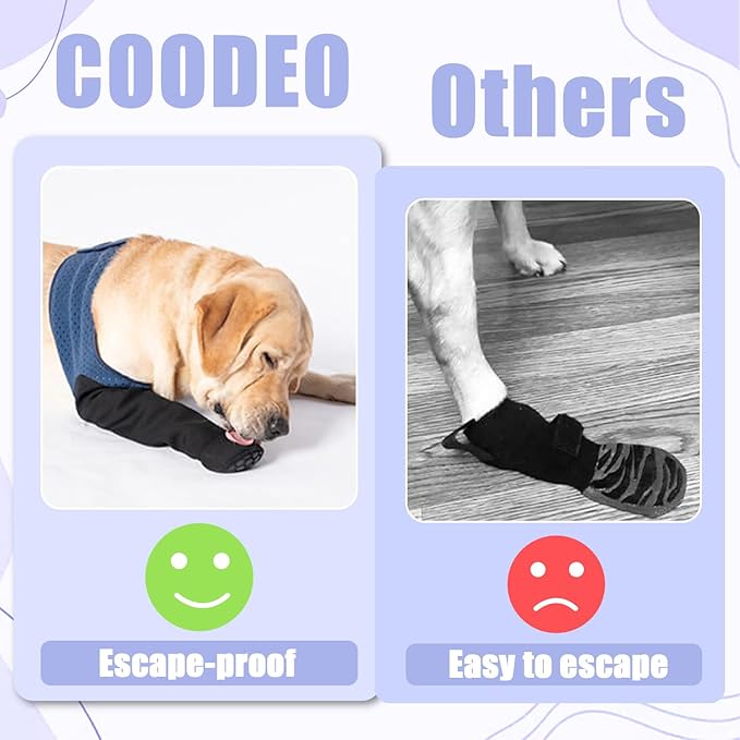 COODEO Dog Socks to Prevent Licking Paws, Healing Boots & Paw Protectors with Non-Slip Bottoms for Wound Protection, Waterproof Sleeve Shoes for Licking(Blue,2XL_Left