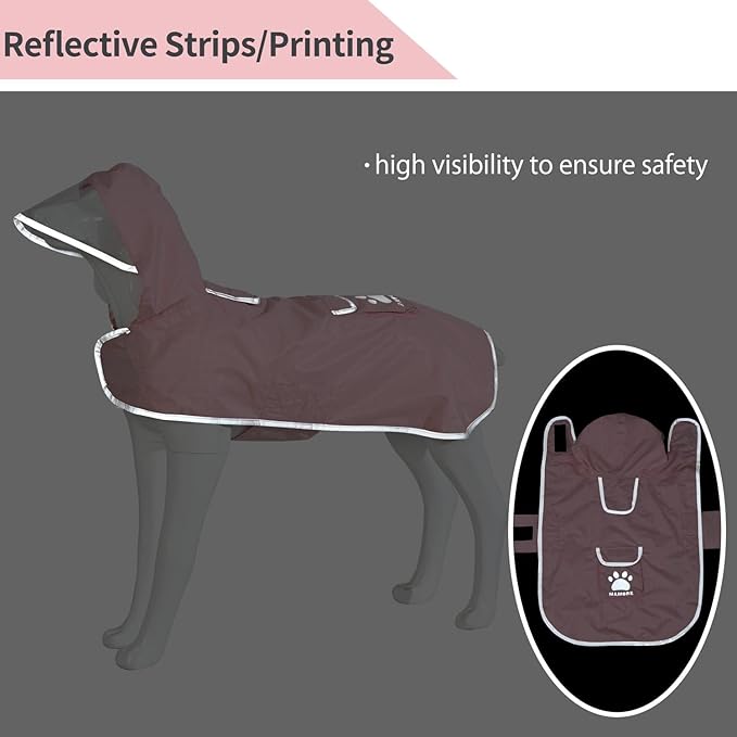 MAMORE Dog Raincoat Reversible,Waterproof Dog Rain Coat Hooded Slicker Poncho with Reflective Strip, Plaid Double Layer Rain Jacket for Small Medium Large Dogs (Pink, X-Large)