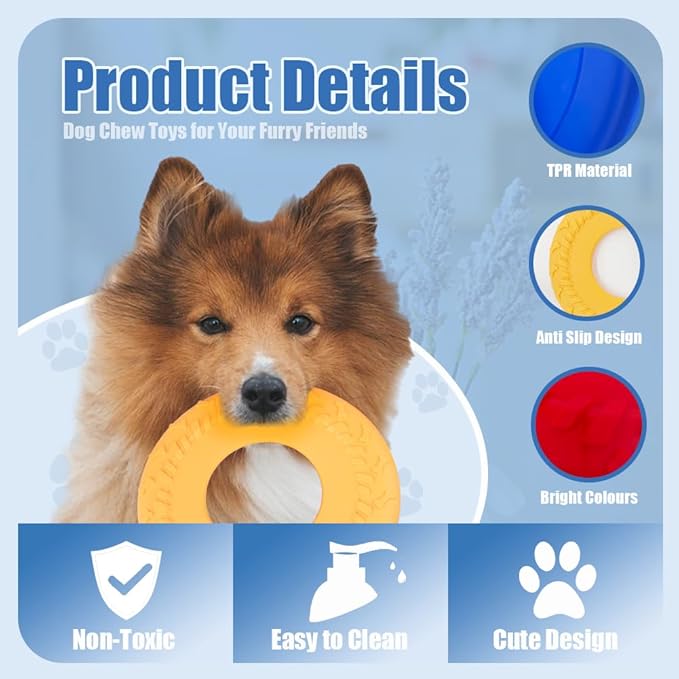 3 Pack 10 Inch Flying Disc Fetch Toy, Dog Frisbee, Interactive Flying Disc Dog Toy for Small Large Dogs
