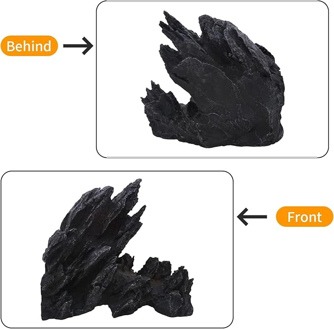 AnRui Aquarium Mountain Artificial Jagged View Stone Decorations Resin Betta Cichlids Hideaway Rock Aquascaping Hiding Cave Hermit Crab Hideout Ornaments (Large)